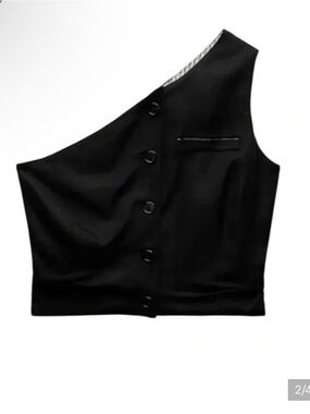 Zara Asymmetrical One Shoulder Button Front
Cropped Vest